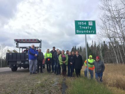 Officials gathered for this historical recognition of 1854 Treaty boundaries. Photo courtesy of 1854 Treaty Authority