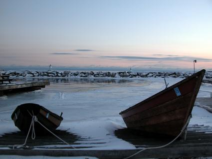 Boats at North House in the Winter by David Grinstead