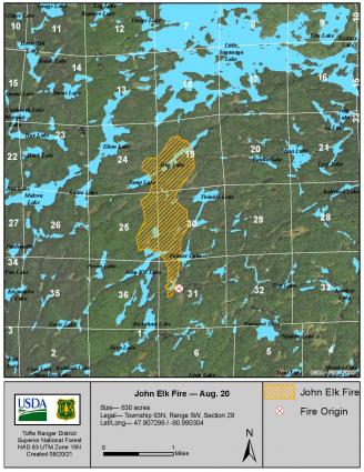 John Elk Fire from August 20. Image courtesy of US Forest Service