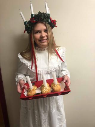 Taylor Everson was St. Lucia at the 2019 Julefest at Bethlehem Lutheran Church  - Photo courtesy of the family