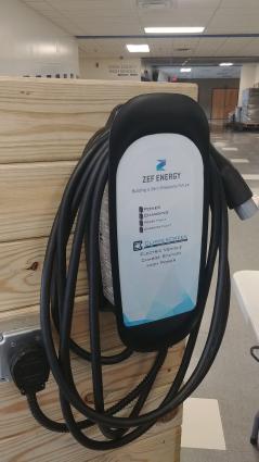 Arrowhead had an electric vehicle charger on hand for customers to consider