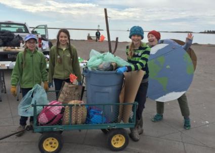 The Nordic Nature Group at the 2019 Adopt-a-Beach clean-up - Photo courtesy of Grand Marais Rec Park