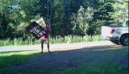 Vandalism of a Black Lives Matter sign on the Gunflint Trail on July 30. Submitted photo