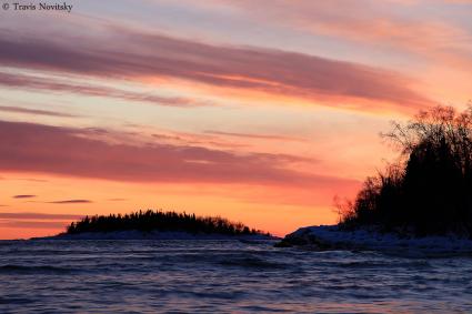 Blueberry Island sunset on Lake Superior. Photo by Travis Novitsky