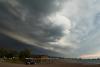 Monday afternoon's storm and smoke from the Pagami Creek Fire combine at the Rec Park in Grand Marais/ photo by Bryan Hansel