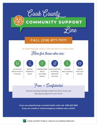 Cook County PHHS support line info. Submitted image