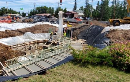 Highway Construction, Grand Marais 07-15-20 - workers on the site of a new box culvert in Grand Marais