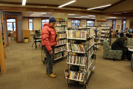 Books on tape and films are available to check out at the library