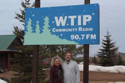 Deb Benedict and Matthew Brown at WTIP in Grand Marais