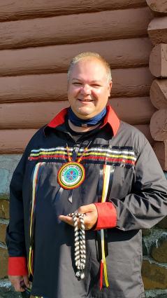 Grand Portage Tribal Chair Robert Deschampe at his Oath of Office ceremony 08-21-20 - Photo by Rhonda Silence