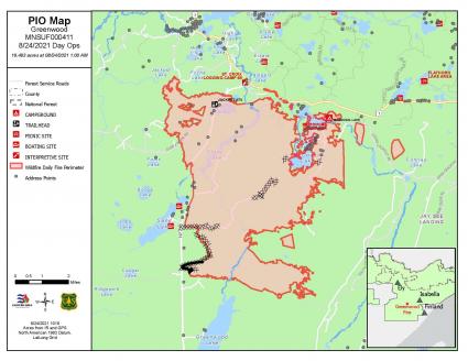 Greenwood Lake fire update from August 24. Photo courtesy of US Forest Service