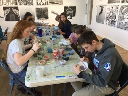 Members of the CCHS Student Council spent an afternoon painting bowls at the Art Colony.  Submitted photo.