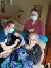 Delores Saethre receives the Moderna vaccine at the Care Center in Grand Marais. Submitted photo