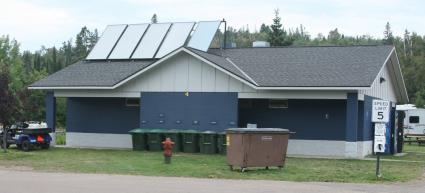 Solar panels in use at the bathhouse at the Grand Marais Municipal Campground - Photo courtesy of Grand Marais Parks Department