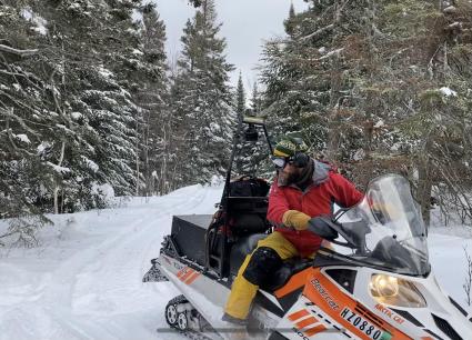 Adam Dettman is a groomer for the Norpine Trail Association. Photo by Barbara Jean Meyers