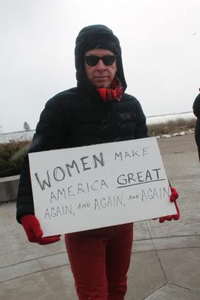 A participant in the march on March 8 in Grand Marais. All photos by Rhonda Silence