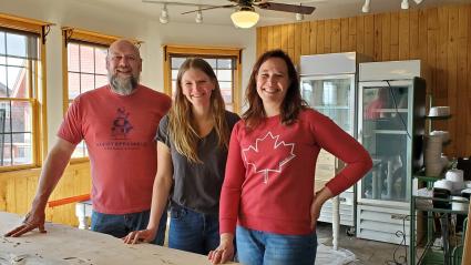 Jeremy Keeble, Abby Hedstrom, Kate Keeble pause for an interview at The Fisherman's Daughter. Photo by Rhonda Silence