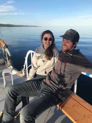 Liv Thompson and Matt Nesheim aboard Schooner Charley - Submitted photo