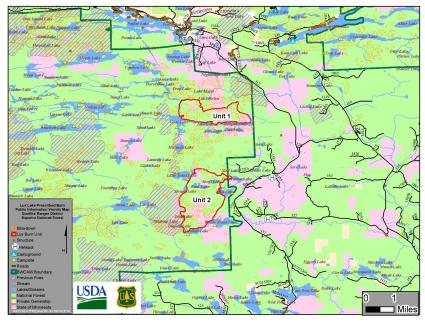 The Lux Lake Prescribed Fire is scheduled for fall 2019. Image courtesy of US Forest Service