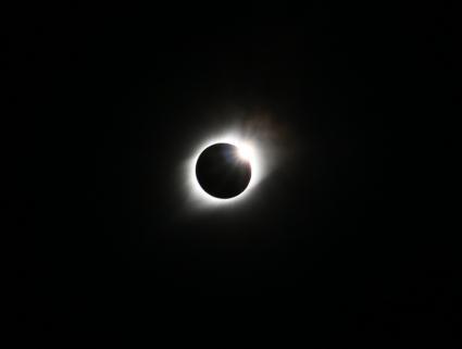 The eclipse from an observing site near Grand Island, Nebraska. Photo by Cook County resident Mark Hollabaugh