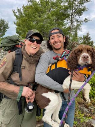 DNR CO Mary Manning and Julian Stanke with pet Bogi. Submitted photo