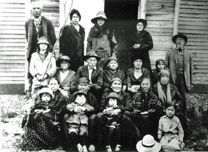 Morrison family and other Sunday parishioners, St. Francis Xavier Catholic Church, Chippewa City (Photo from CCHS)