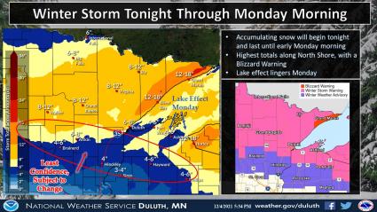 The first significant winter storm is heading our way. Image courtesy of the National Weather Service