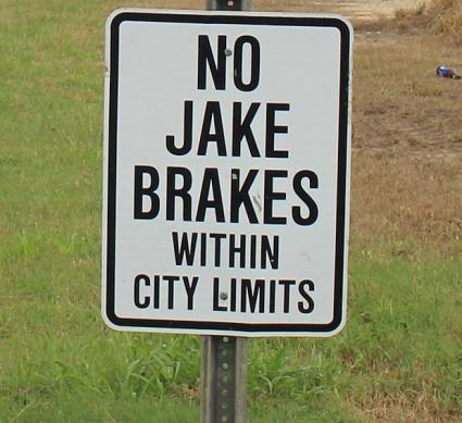 No Jake brakes sign - Photo courtesy of Michael Rivera, Wikimedia Commons