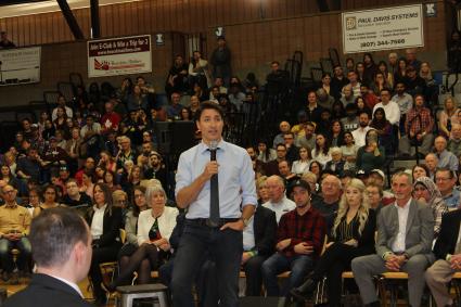 Canadian Prime Minister Justin Trudeau answered 17 questions at the town hall in Thunder Bay. Photo Rhonda Silence