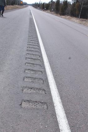 A Highway 61 rumble strip in the Lutsen area - Photo by Rhonda Silence