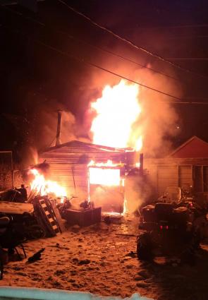 A shed on 2nd Avenue West in Grand Marais was destroyed by fire on Dec. 18. Submitted photo