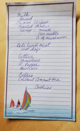 A typical family shopping list. Photo by Rhonda Silence