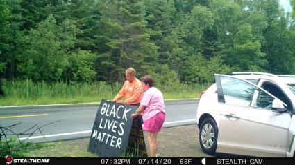 A Black Lives Matter sign was vandalized on the Gunflint Trail in July 2020. Submitted photo