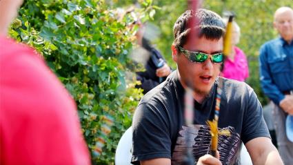 The Stonebridge Singers represented the Grand Portage community with drum song. Photo by Matthew Baxley