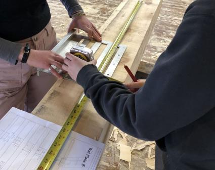 Students working on the Timber Framing Project at North House this week. Photo by Sterling Anderson. Students working on the Timber Framing Project at North House this week. Photo by Sterling Anderson.