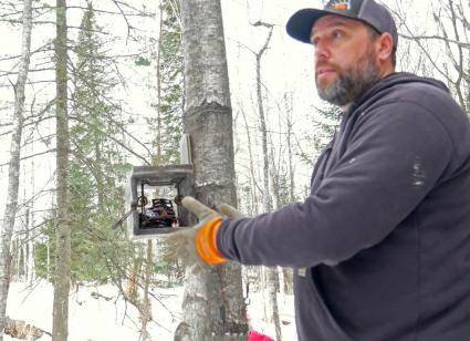 Jim Wallner explains his trapping methods in Cook County. Photo by Matthew Baxley