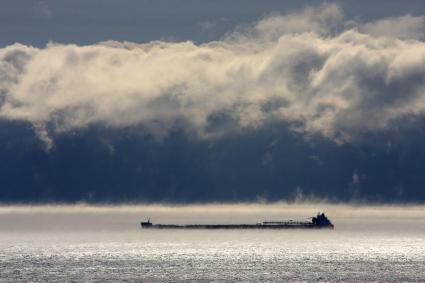 Ore Boat on Lake Superior.  Photo by Travis Novitsky