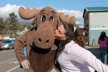 Visit Cook County's Murray the Moose with a fan during the October Moose Madness Festival - File photo by Rhonda Silence