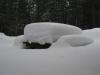 A snow covered picnic table at Sawbill Outfitters/ photo Bill Hansen