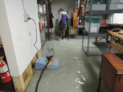 The flooded basement at the Cook County Historical Society. Photo by Martha Marnocha