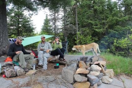 Dave and Amy Freeman relax with Chef Lukas Leaf at camp on Rush Lake in the BWCAW. All photos by Joe Friedrichs