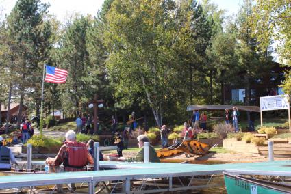 More than 60 canoes and kayaks left River Point Resort to greet the Freemans. All photos by Joe Friedrichs