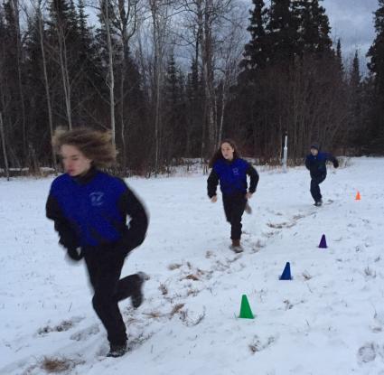 The Nordic ski team has been doing dryland training until the trails are ready.  Photo by Dave Bartol.