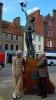 Larry Downing (right) talks in front of a John Muir statue in Dunbar, Scotland. Photo by Ann Possis