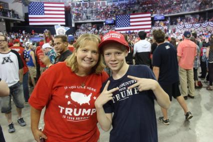 This mother and her son traveled from Rochester to see President Trump in Duluth. All photos by Joe Friedrichs