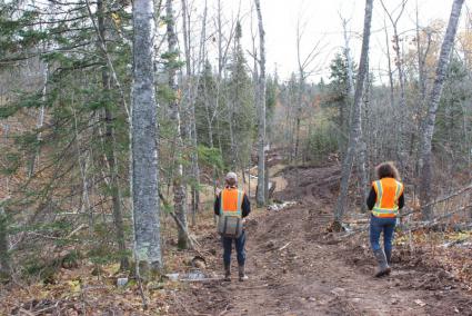 Phil Larson and Ilena Hansel wrap up another successful day near the Poplar River 