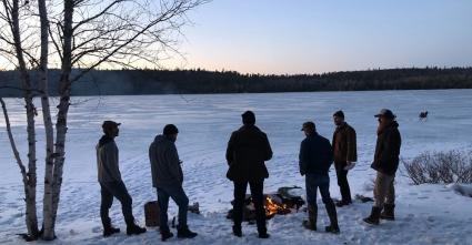Artists up Gunflint Trail during production of Echoes from Iron Ore